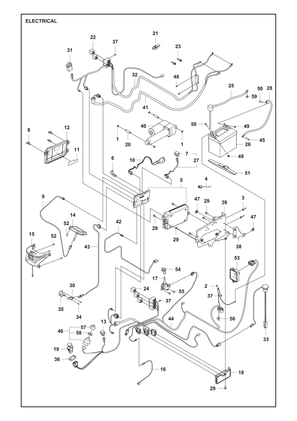 Electrical Diagram and Parts List for P524XEFI  Husqvarna Lawn Tractor