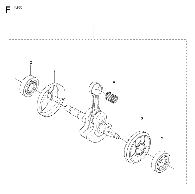Crankshaft Diagram and Parts List for K960 2008-12 Husqvarna Lawn Tractor Accessories