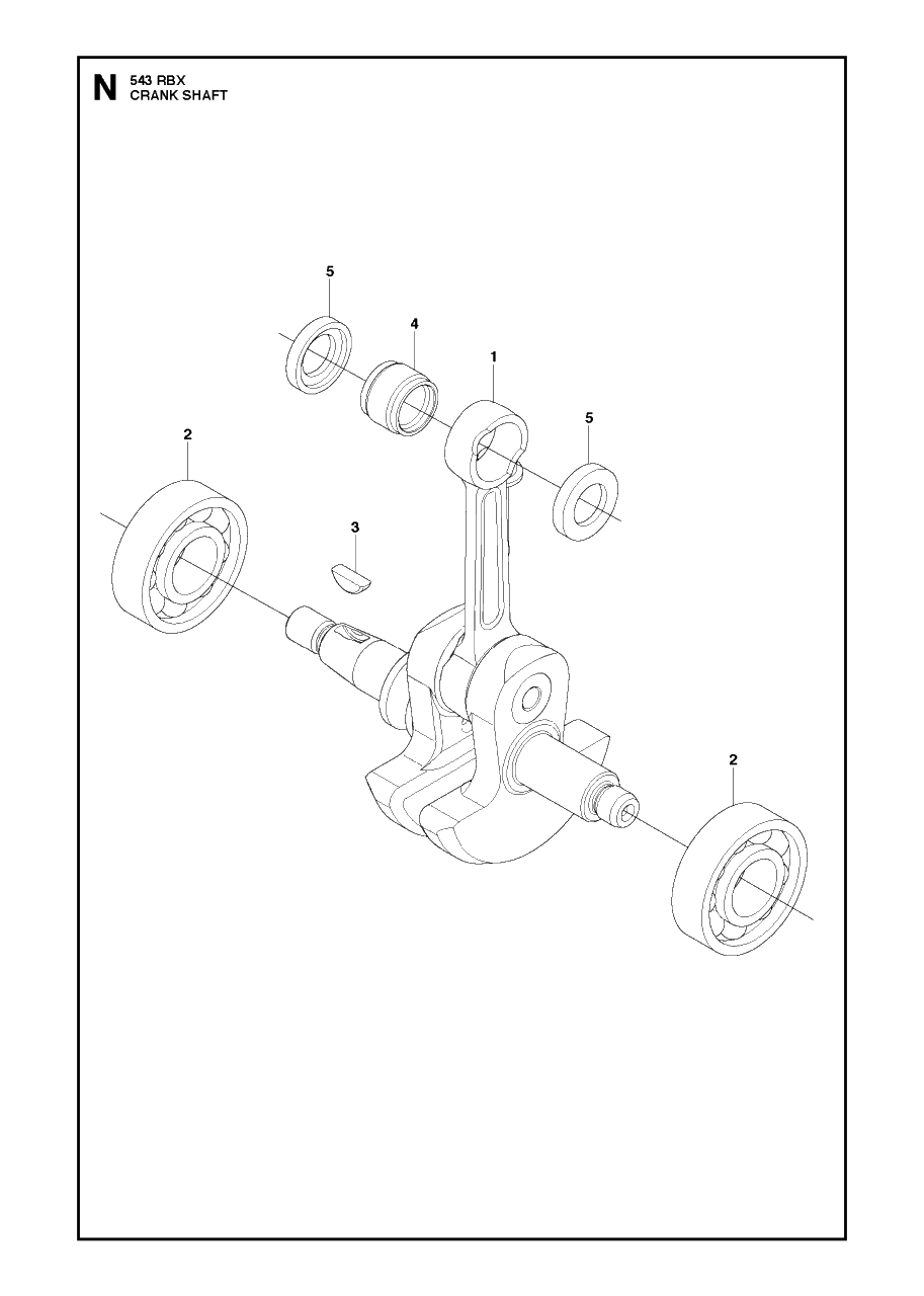 Crankshaft Diagram and Parts List for 543RBX 20130500001 - 20154400000 Husqvarna Brush Cutter