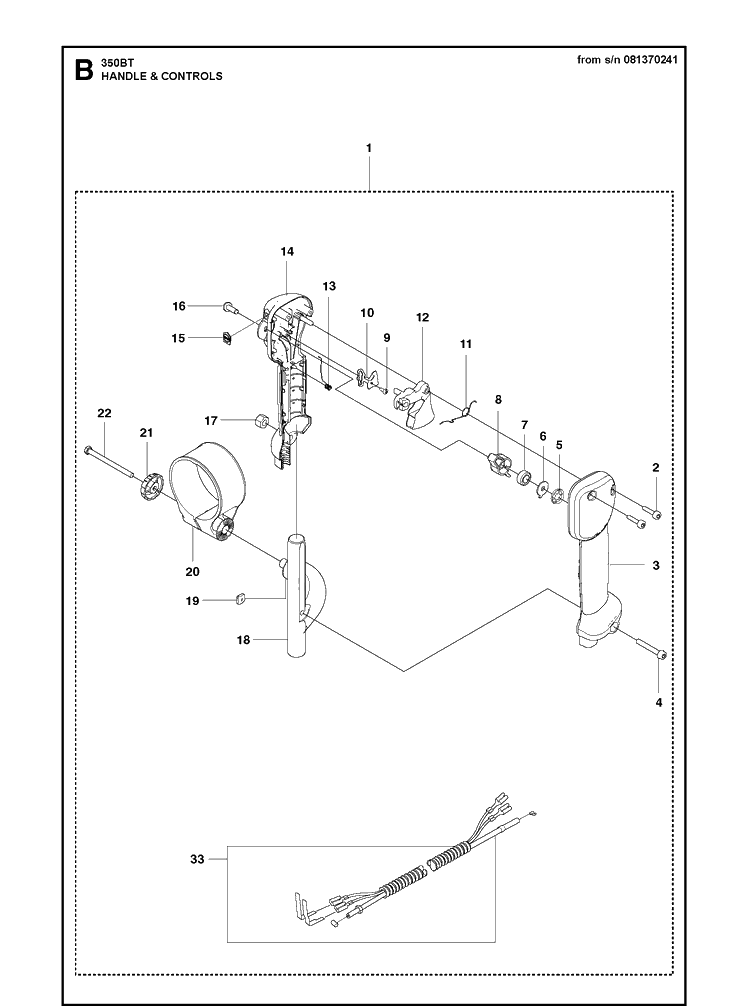 Handle And Controls 2 Diagram and Parts List for 356BT  Husqvarna Leaf Blower / Vacuum