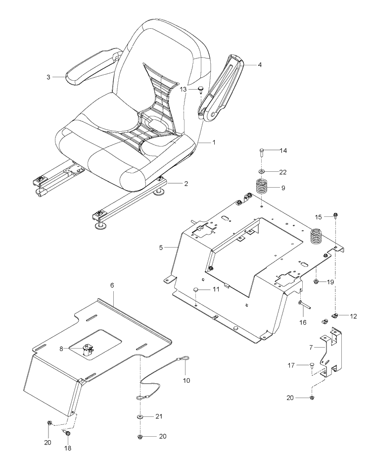 Seat Diagram and Parts List for EZ4824TFBF (96665950201)(2012-06) Husqvarna Lawn Mower