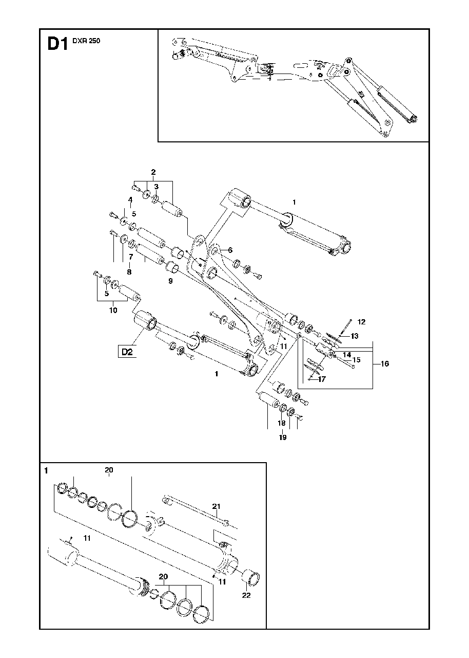 Arm One Diagram and Parts List for DXR250 (11)(2010-09) Husqvarna Demolition Hammer