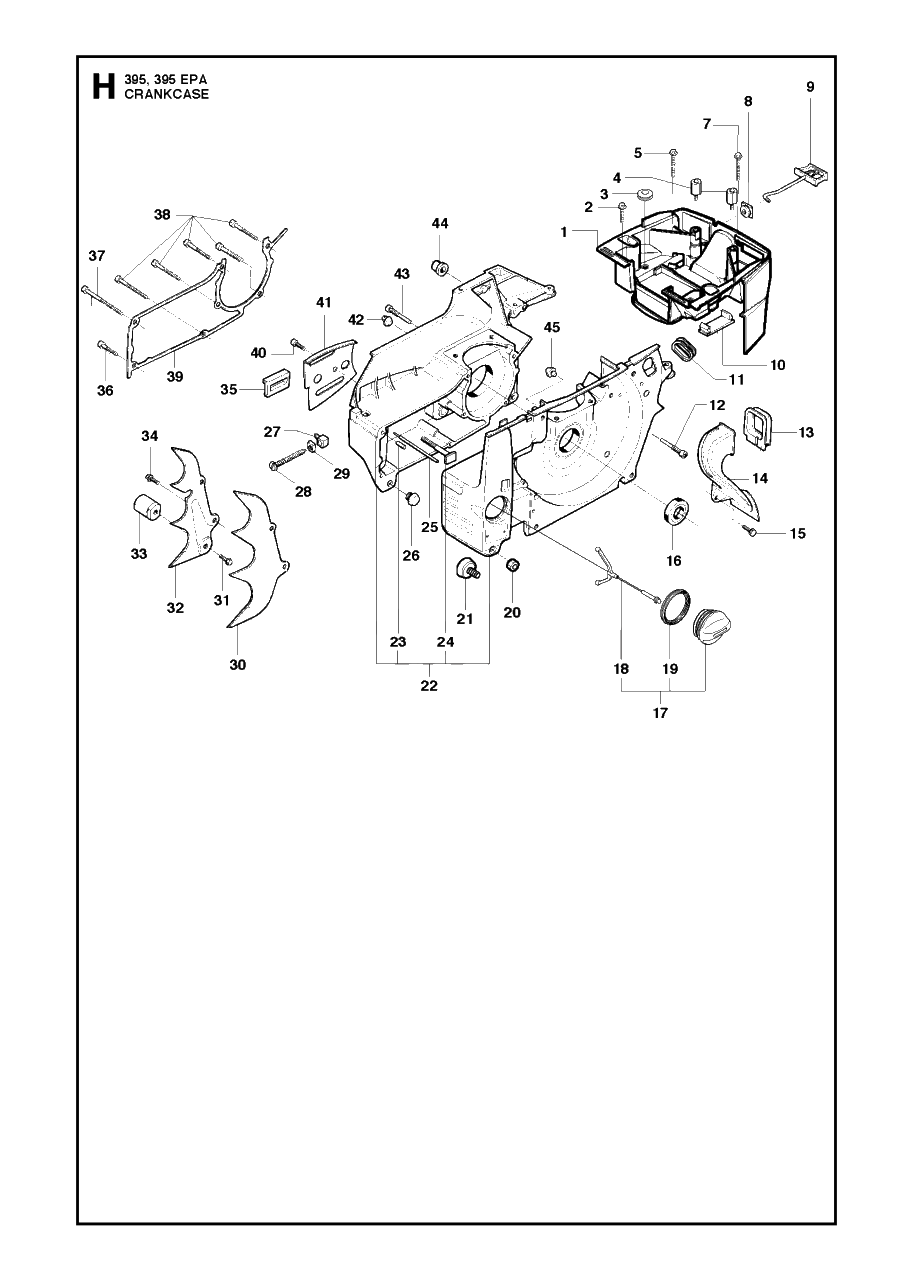 Crankcase Diagram and Parts List for 395XP-XPG (EPA)(20102200001 - 20163899999) Husqvarna Chainsaw