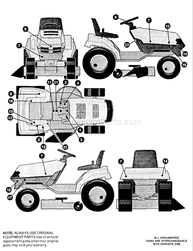 Page B Diagram and Parts List for 4140H 4140 H 1992-01 Husqvarna Lawn Tractor
