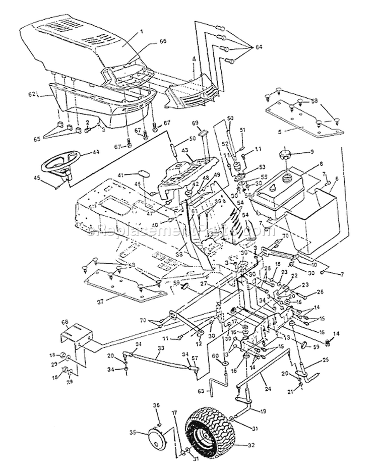 Page E Diagram and Parts List for 4140H 4140 H 1992-01 Husqvarna Lawn Tractor