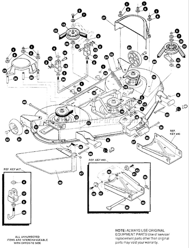 Page H Diagram and Parts List for 4140H 4140 H 1992-01 Husqvarna Lawn Tractor