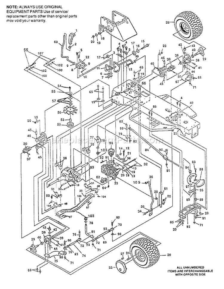 Page I Diagram and Parts List for 4140H 4140 H 1992-01 Husqvarna Lawn Tractor
