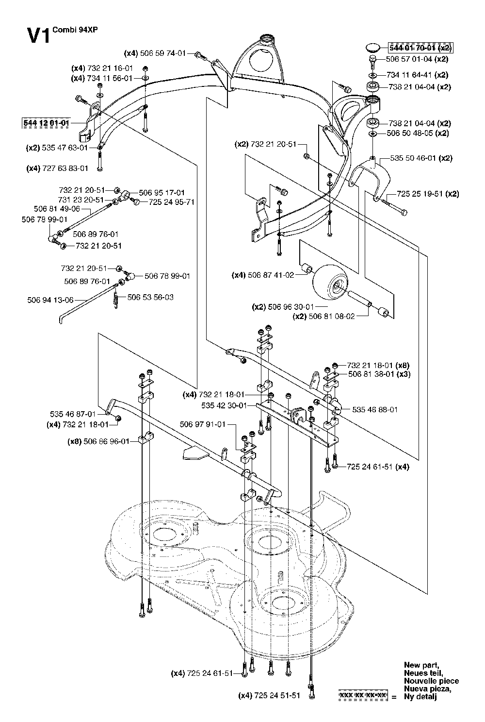 94cm Cutting Deck Diagram and Parts List for RIDERPRO15 (953535001)(2004-01) Husqvarna Lawn Tractor