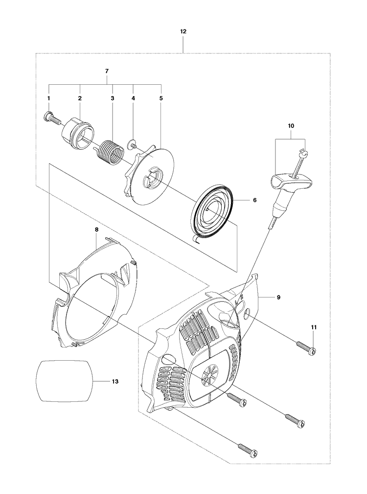 Starter Diagram and Parts List for 120EMARKII (967861911)(2019-01) Husqvarna Chainsaw