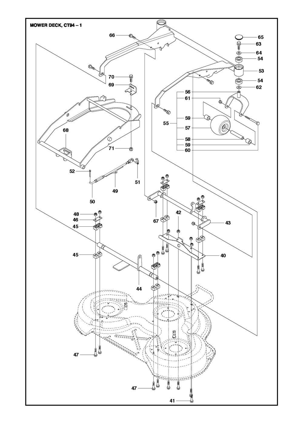 94cm Cutting Deck Diagram and Parts List for 94R400 PR Husqvarna Lawn Tractor Accessories