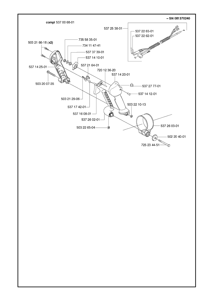 Handle And Controls 4 Diagram and Parts List for 356BT  Husqvarna Leaf Blower / Vacuum