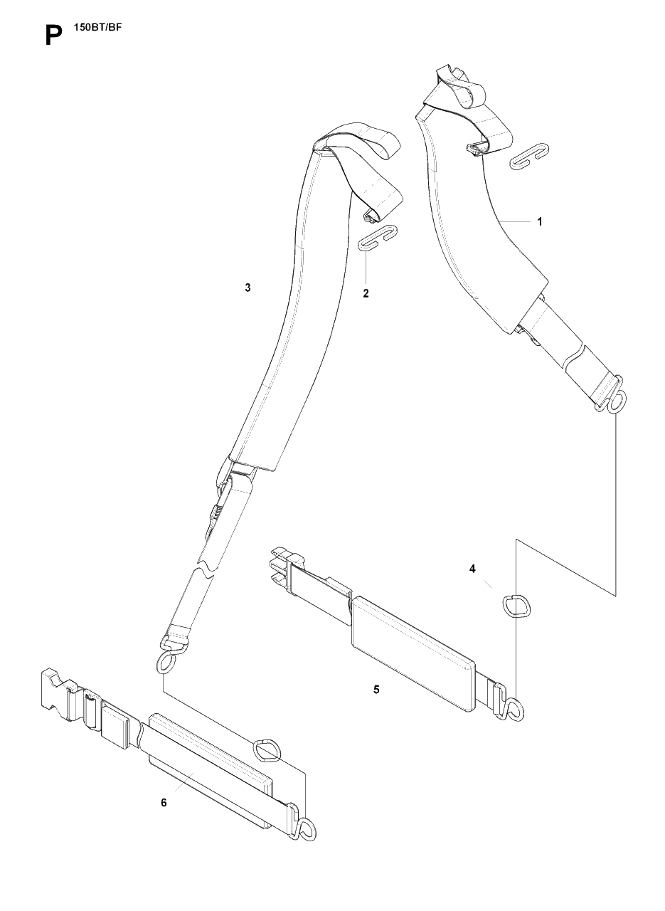 Harness Diagram and Parts List for 150BT 20084000001 - 20184199999 Husqvarna Leaf Blower / Vacuum