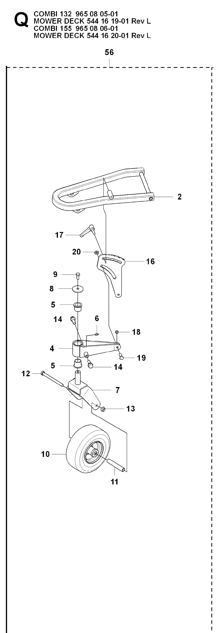 52 Inch/132cm Cutting Deck 3 Diagram and Parts List for PT26D (965160601)(2008-03) Husqvarna Lawn Mower