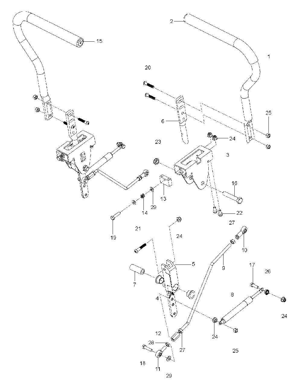 Steering Diagram and Parts List for EZ24TBF 966659601-01, 2011-10 Husqvarna Lawn Tractor