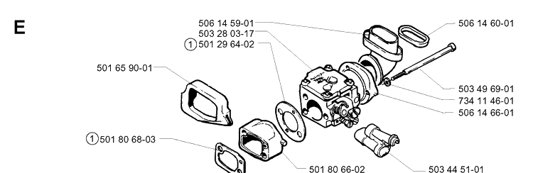 Carburetor Diagram and Parts List for 268K 1999-09 Husqvarna Lawn Tractor Accessories