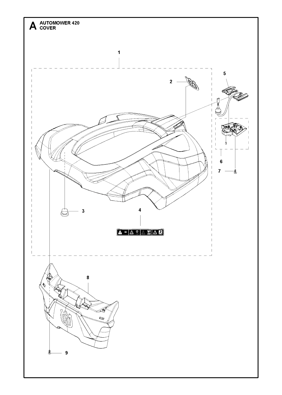 Cover Diagram and Parts List for 420 2016-02 Husqvarna Lawn Mower