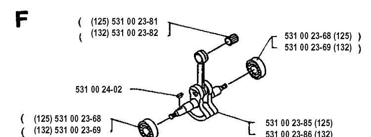 Crankshaft Diagram and Parts List for 125RB 19931400001-Current Husqvarna Brush Cutter