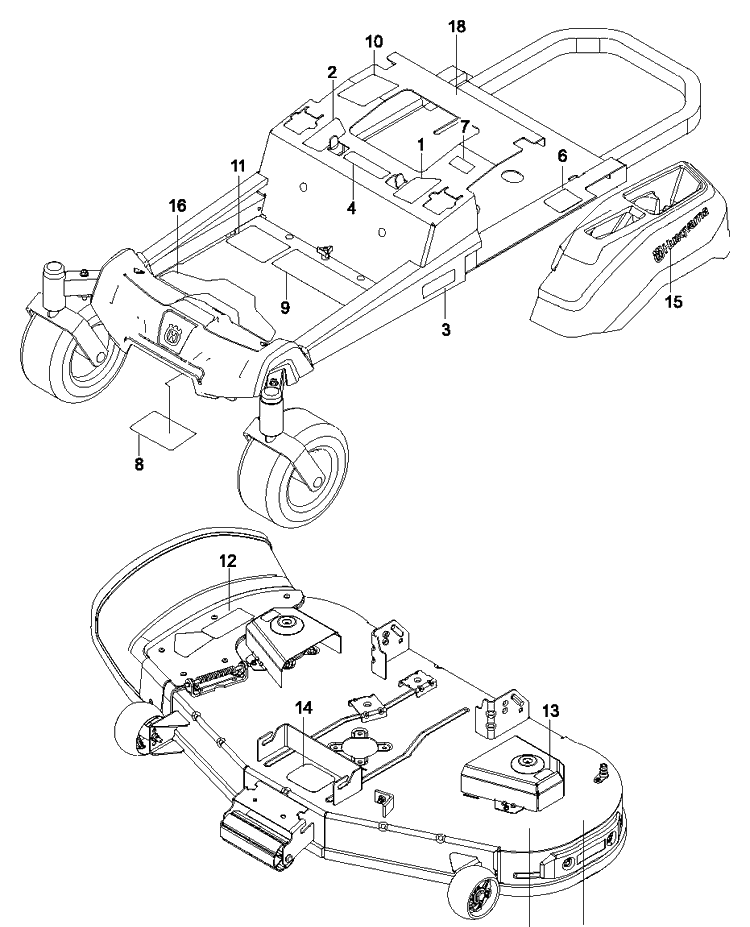 Decals Diagram and Parts List for Z248F (96795390100)(2018-10) Husqvarna Lawn Mower