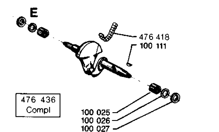 Crankshaft Diagram and Parts List for 35 19900100001-19902200000 Husqvarna Chainsaw