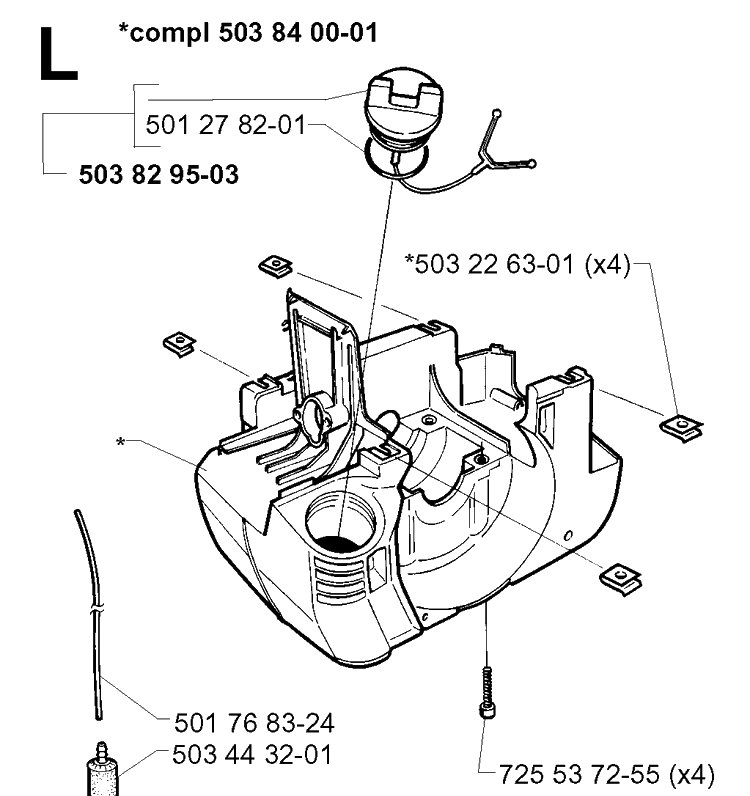 Crankcase Diagram and Parts List for 235R 19970500001-19980100000 Husqvarna Brush Cutter