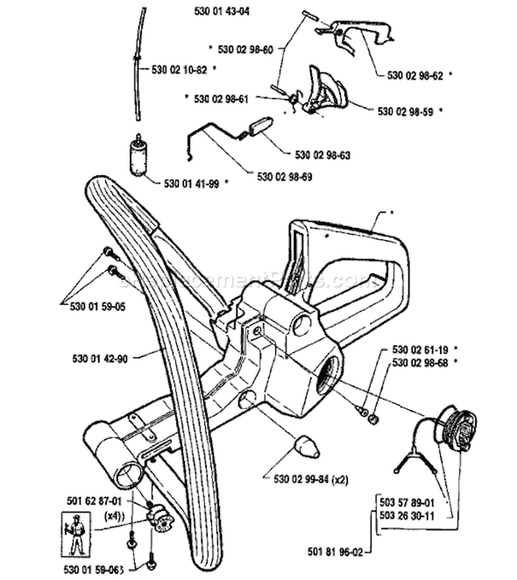 Page K Diagram and Parts List for 41 1991-06 Husqvarna Chainsaw