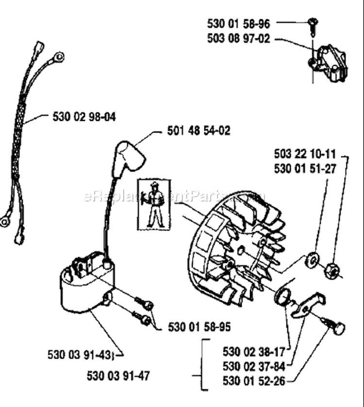 Page F Diagram and Parts List for 41 1991-06 Husqvarna Chainsaw