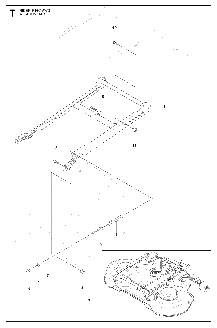 Frame Diagram and Parts List for R16CAWD (966830301)(2009-04) Husqvarna Lawn Tractor