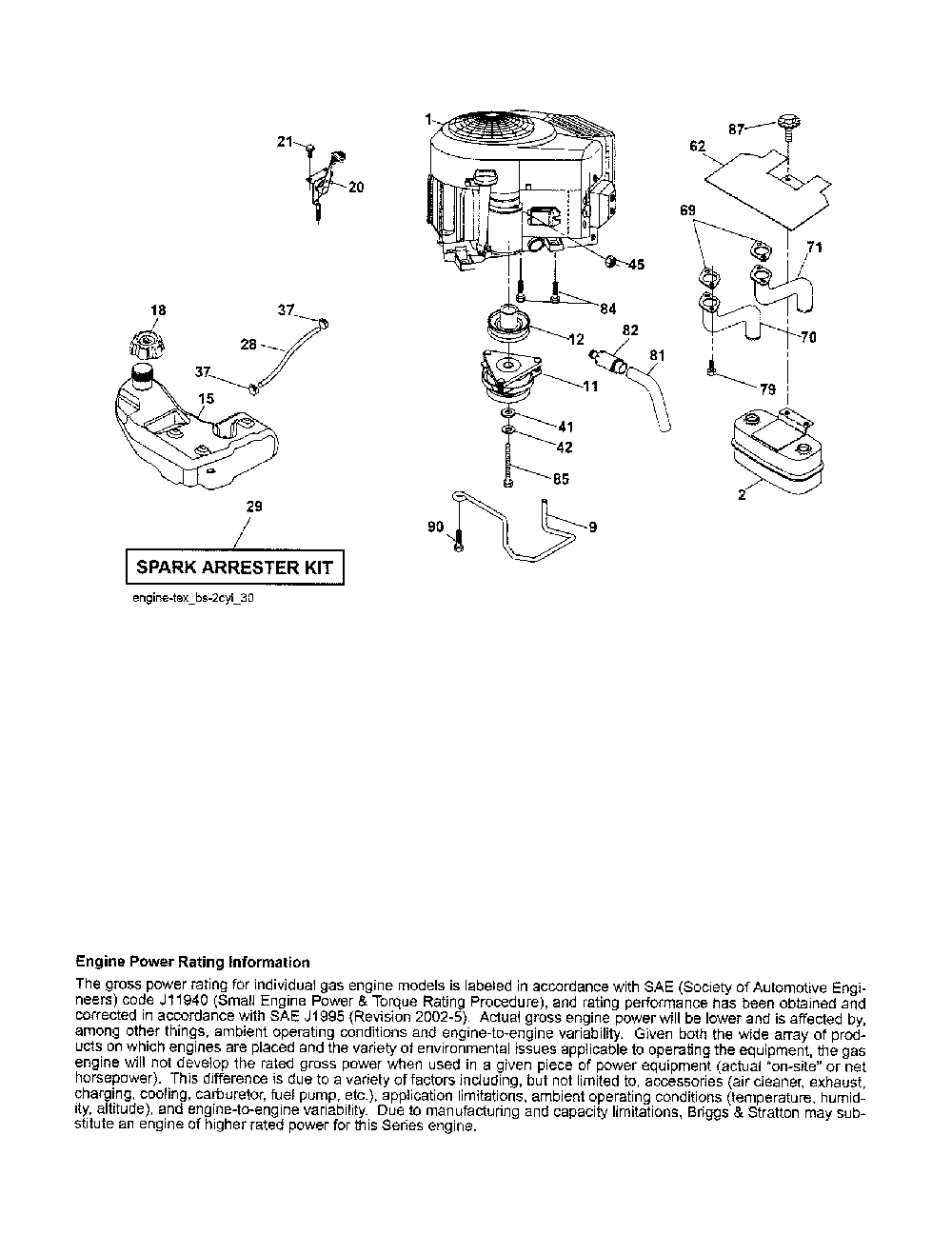 Engine Diagram and Parts List for YTH2348-917289560  Husqvarna Lawn Tractor