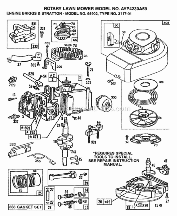 Page A Diagram and Parts List for 4230A59 1999 And Before Husqvarna Lawn Mower