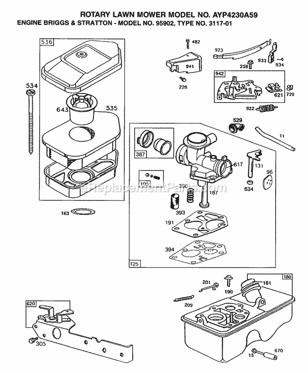 Page B Diagram and Parts List for 4230A59 1999 And Before Husqvarna Lawn Mower