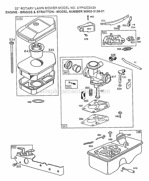 Page C Diagram and Parts List for 4232A29 1999 And Before Husqvarna Lawn Mower