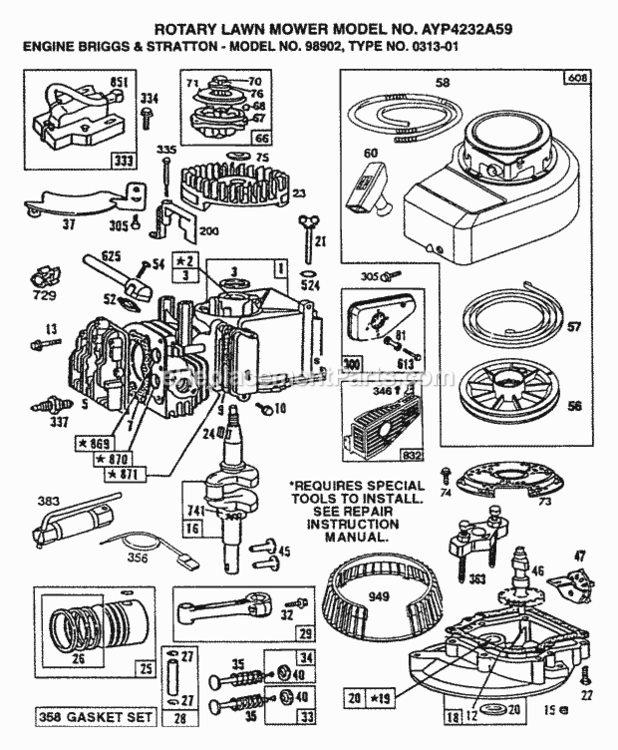 Page A Diagram and Parts List for 4232A59 1999 And Before Husqvarna Lawn Mower