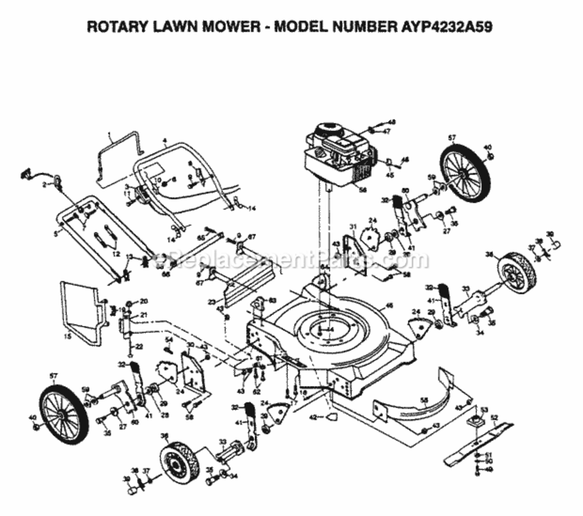 Page C Diagram and Parts List for 4232A59 1999 And Before Husqvarna Lawn Mower