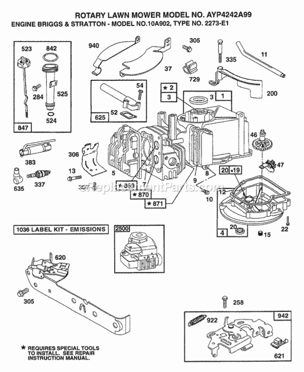 Page A Diagram and Parts List for 4242A99 1999 Husqvarna Lawn Mower