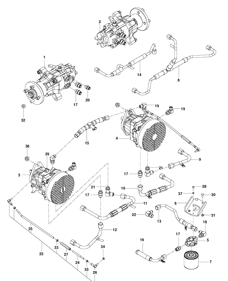 Hydraulic Pump - Motor Diagram and Parts List for PZ29DCE (966616701)(2012-02) Husqvarna Lawn Mower