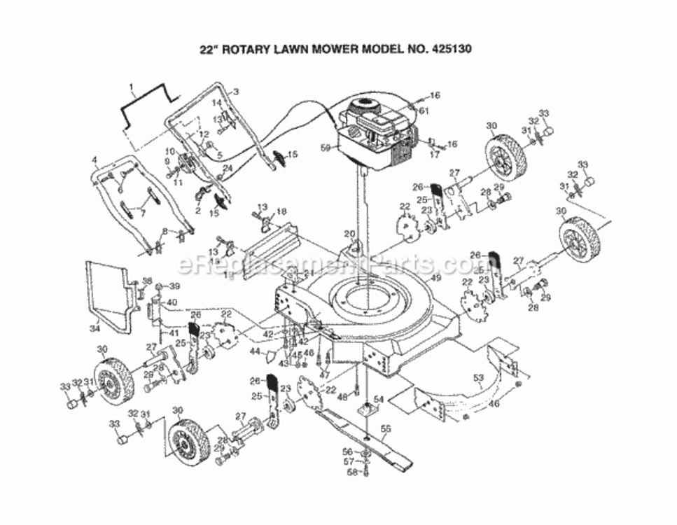 Page A Diagram and Parts List for 425130 1999 And Before Husqvarna Lawn Mower