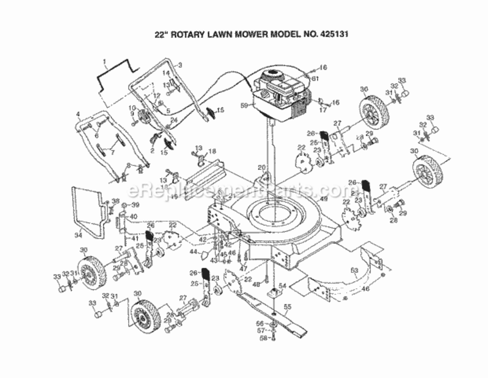 Page A Diagram and Parts List for 425131 1999 And Before Husqvarna Lawn Mower