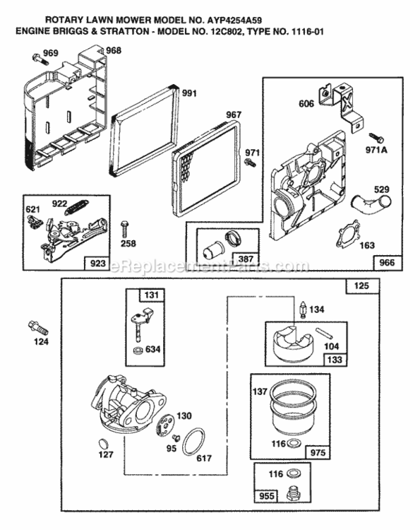 Page B Diagram and Parts List for 4254A59 1999 And Before Husqvarna Lawn Mower