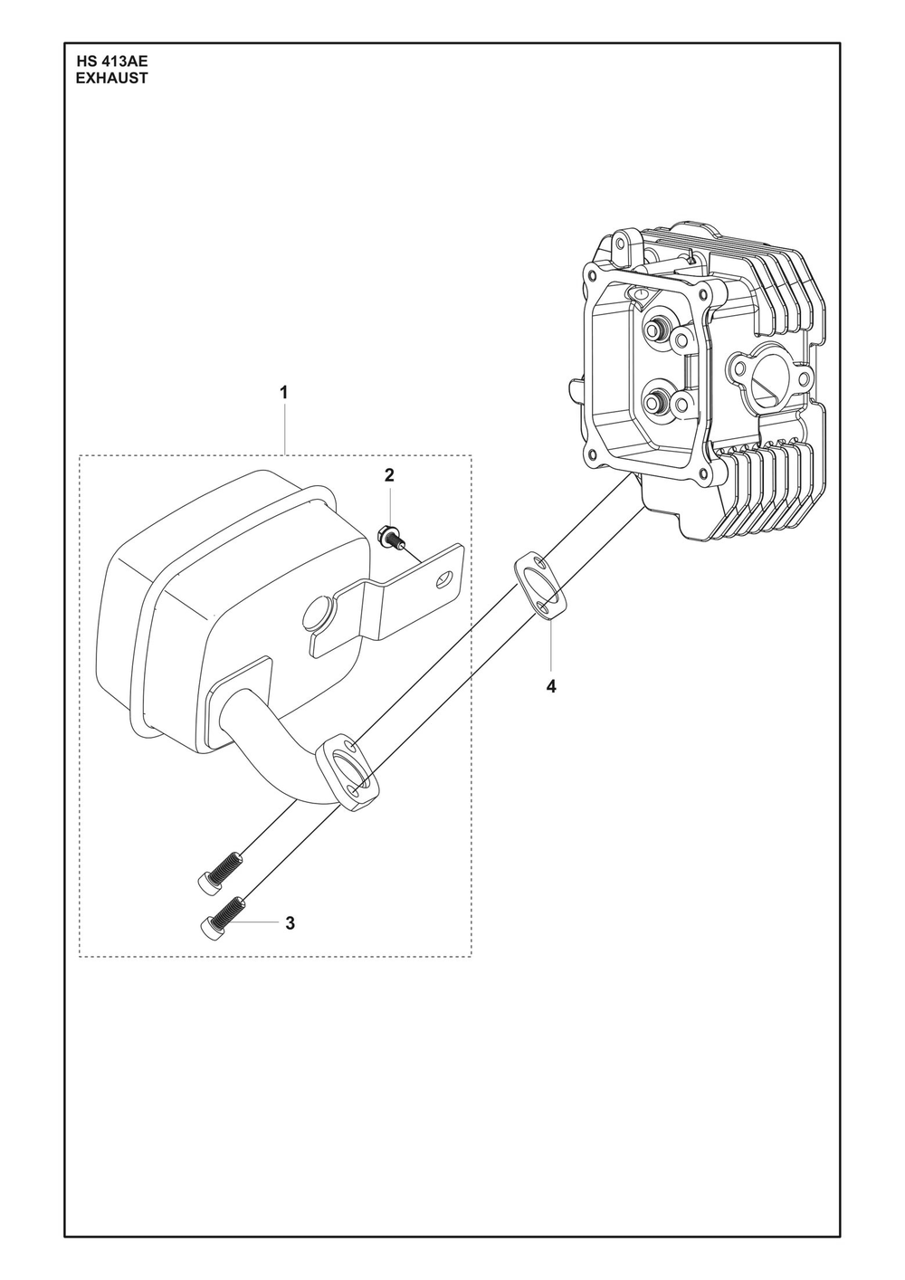 Exhaust Diagram and Parts List for HS413AE  Husqvarna Engine
