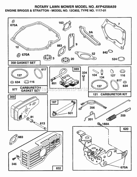 Page B Diagram and Parts List for 4258A59 1999 And Before Husqvarna Lawn Mower