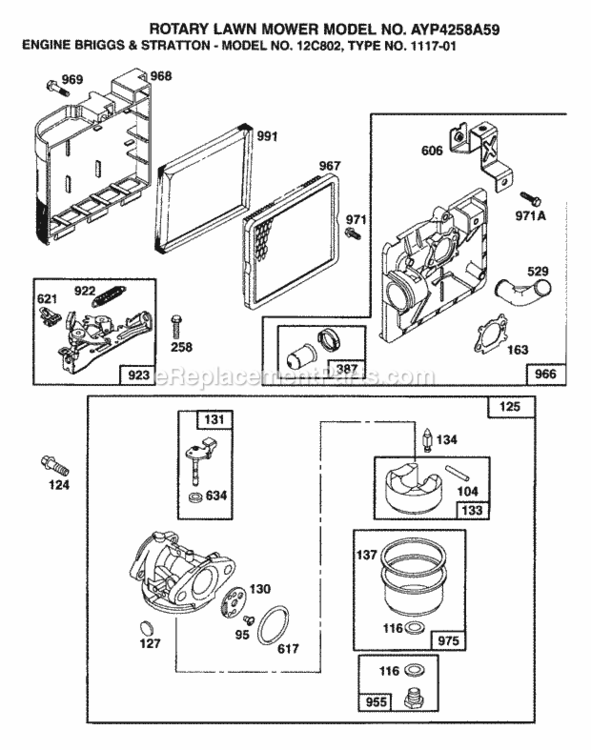 Page D Diagram and Parts List for 4258A59 1999 And Before Husqvarna Lawn Mower