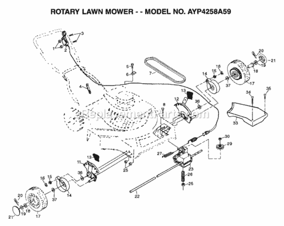 Page G Diagram and Parts List for 4258A59 1999 And Before Husqvarna Lawn Mower