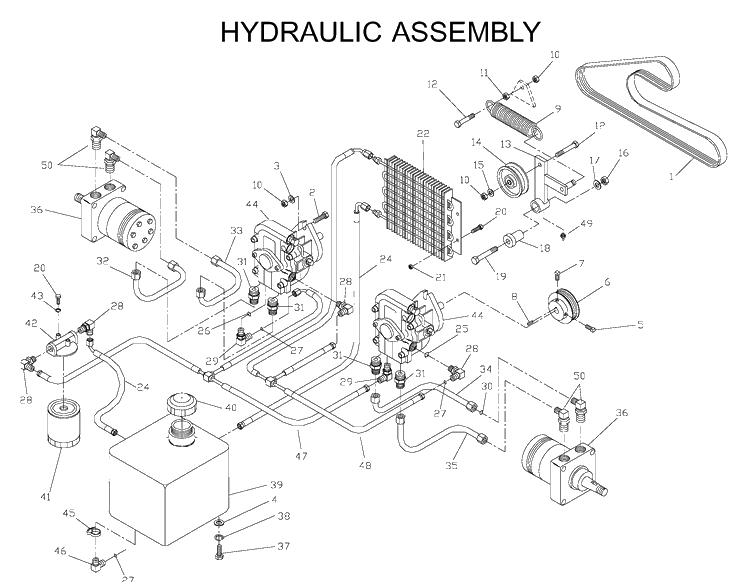 Hydraulic Pump - Motor Diagram and Parts List for ZTH5225KAA (968999154)(2000-06) Husqvarna Lawn Mower
