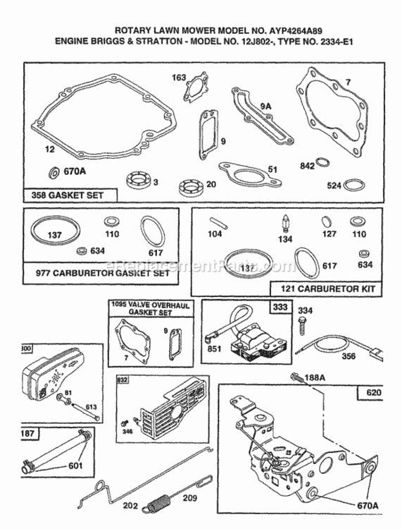 Page C Diagram and Parts List for 4264A89 1999 And Before Husqvarna Lawn Mower