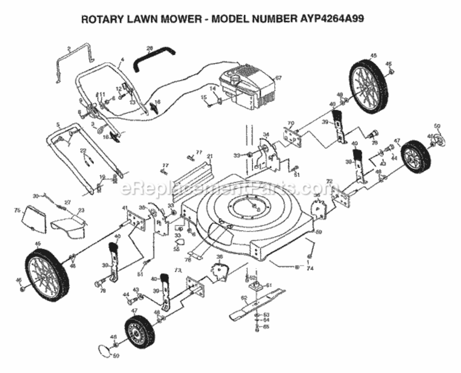 Page E Diagram and Parts List for 4264A99 1999 Husqvarna Lawn Mower