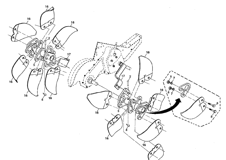 Tine Assembly Diagram and Parts List for DRT900H (96093001206)(2013-12) Husqvarna Cultivator