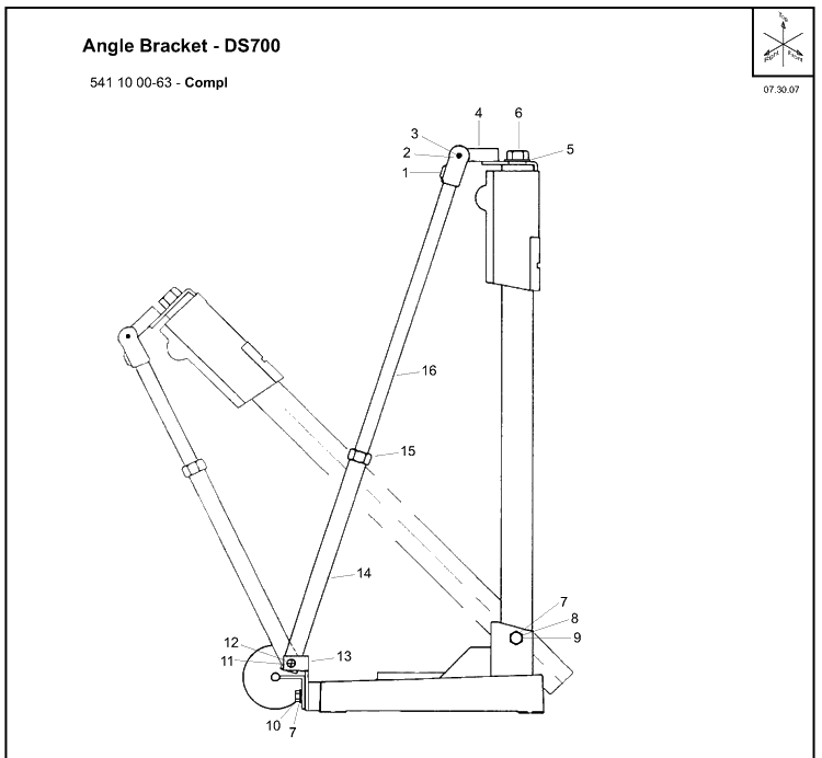 Angel Bracket Diagram and Parts List for DS700 (504625401)(2007-12) Husqvarna Lawn Tractor Accessories