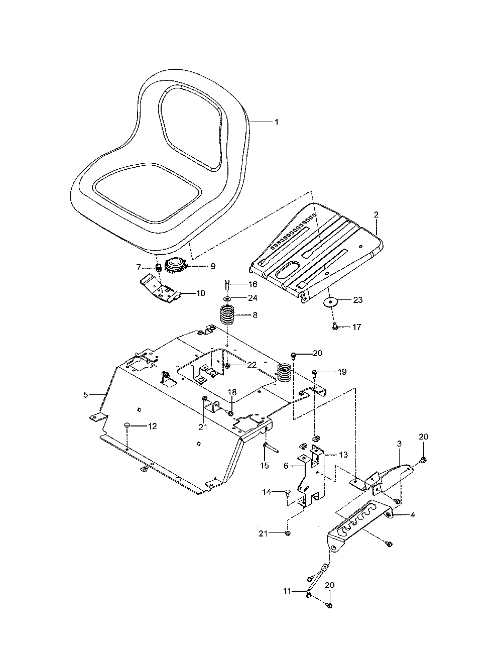 Seat Diagram and Parts List for 967271701-00  Husqvarna Lawn Tractor