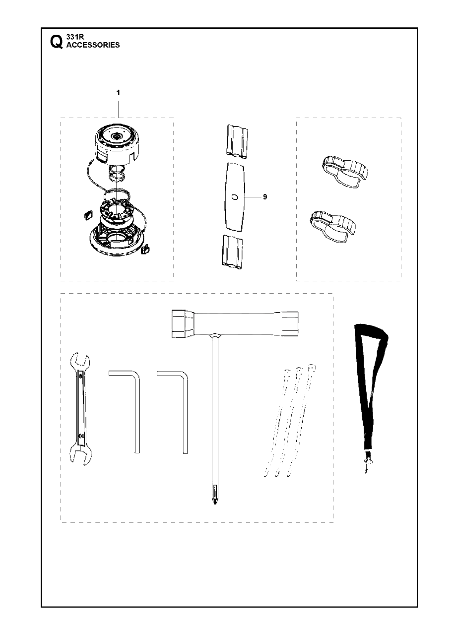 Accessories Diagram and Parts List for 331R 20191400001 & Above Husqvarna Brush Cutter