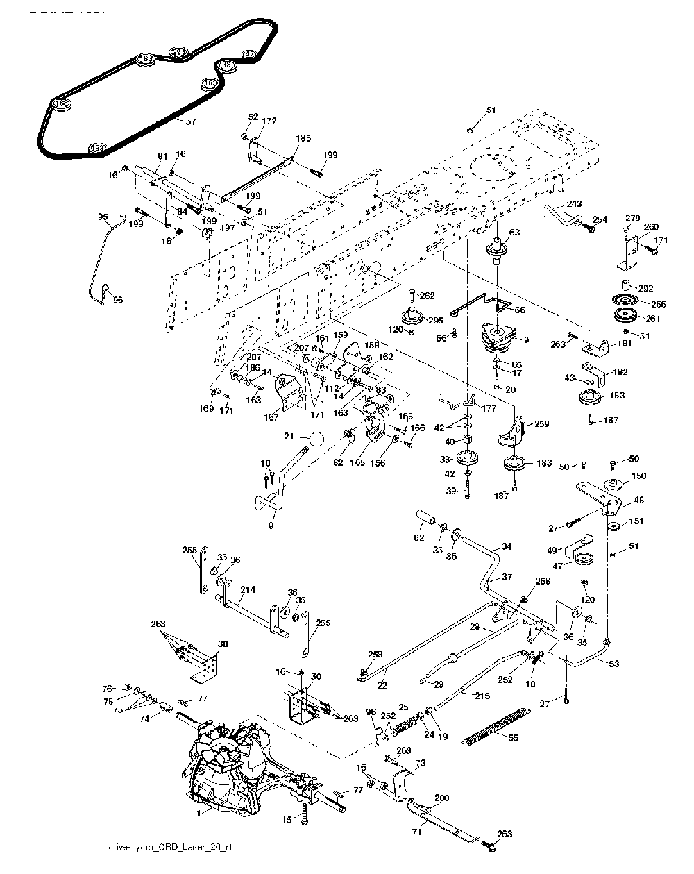 Drive Diagram and Parts List for CTH200TWIN (96061022601)(2008-09) Husqvarna Lawn Tractor